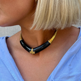 Vintage Givenchy Choker with Black Enamel and Gold Details