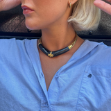 Vintage Givenchy Choker with Black Enamel and Gold Details