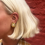 Vintage Dior Faux Pearl Flower Clip On Earrings
