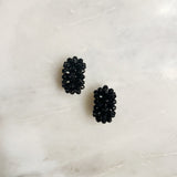 Vintage Black Glass Cluster Clip-On Earrings