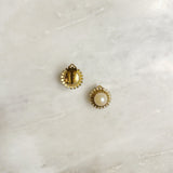 Vintage Faux Starburst and Pearl Clip On Earrings