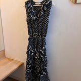 Vintage Black and White Polka-Dot Ruffle Dress