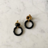 Vintage Givenchy Clip On Earrings with Black Circle Detail