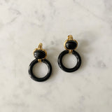 Vintage Givenchy Clip On Earrings with Black Circle Detail