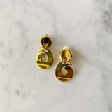 Vintage Clip On Drop Earring with Wave Detail